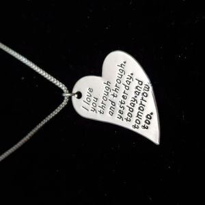 Love‎ poem silver heart necklace